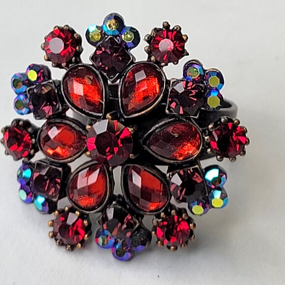 Red Ring Red Flower Ring Adjustable Flower Motif Ring-NEW - Picture 5 of 8